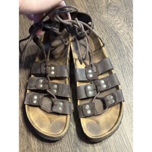 Jeffrey Campbell Sz 37 Brown Strappy Gladiator Sandals Lace Up Leather Shoes